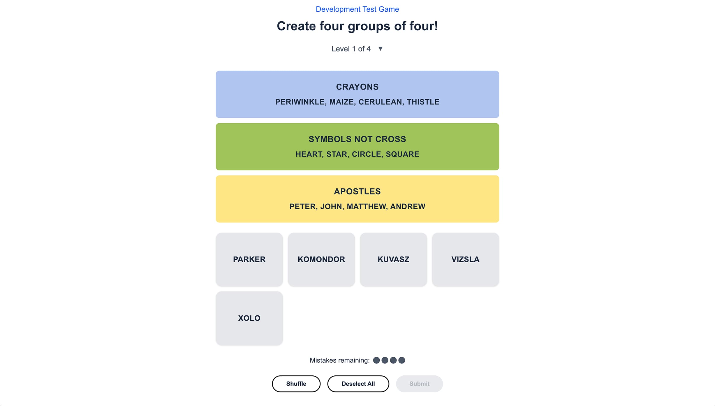 Connections Plus game interface