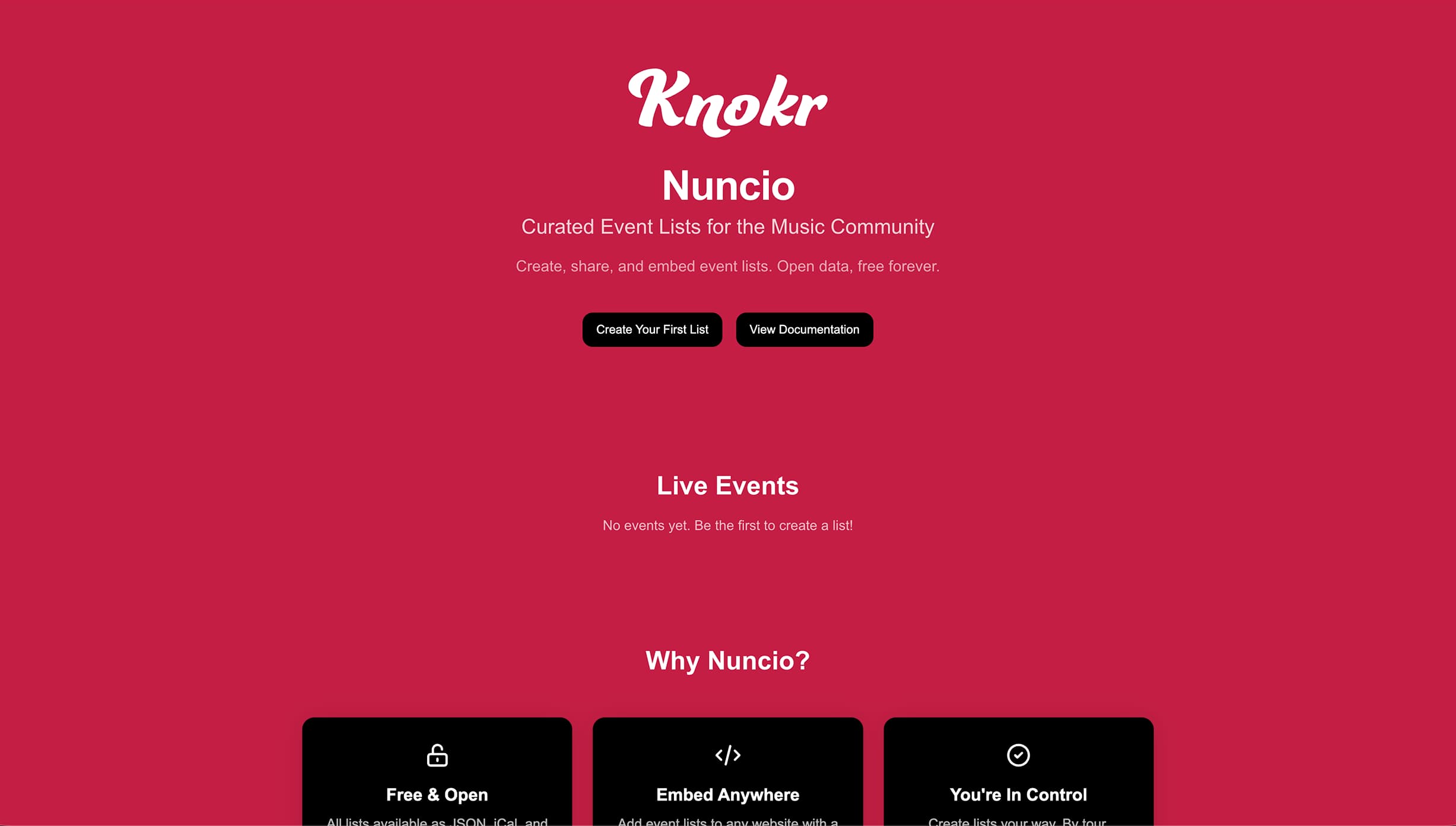 Nuncio platform screenshot
